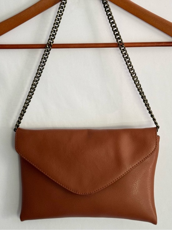 J. Crew Handbags - J.Crew Leather Crossbody Clutch Cognac Brown Chain Strap Envelope Bag